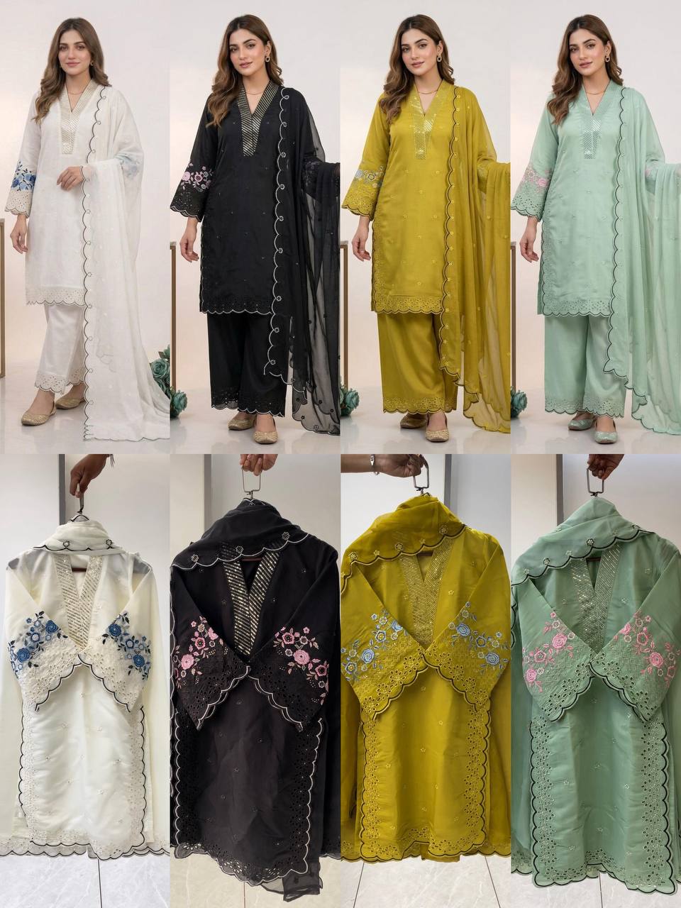 EID π WEAR OUR SEQUENCE EMBROIDERY WORKED TOP, PANT WITH DUPATTA WHOLESALE GEELAN FASHION SURAT