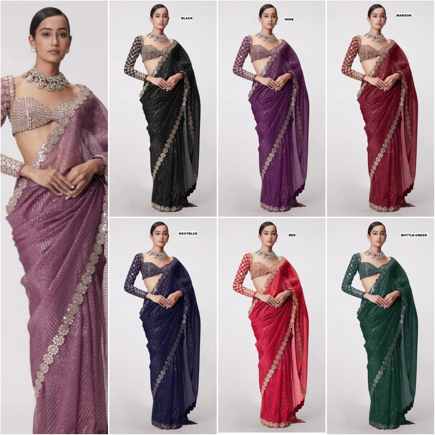 PARTY WEAR WEDDING SAREE MIRROR WORK SAREE WHOLESALE RATE AT GEELAN FASHION SURAT