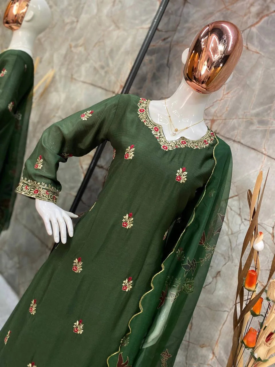 PARTY WEAR CHINON SHARARA SHALWAR SUIT WHOLESALE
