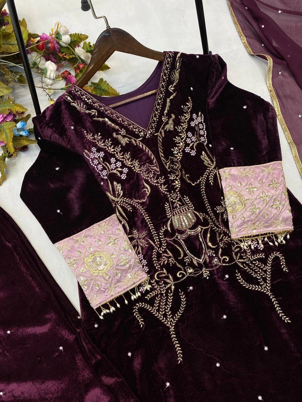 VELVET PARTY WEAR RAEADYMADE COLLECTION AT WHOLESALE PRICE SUARAT