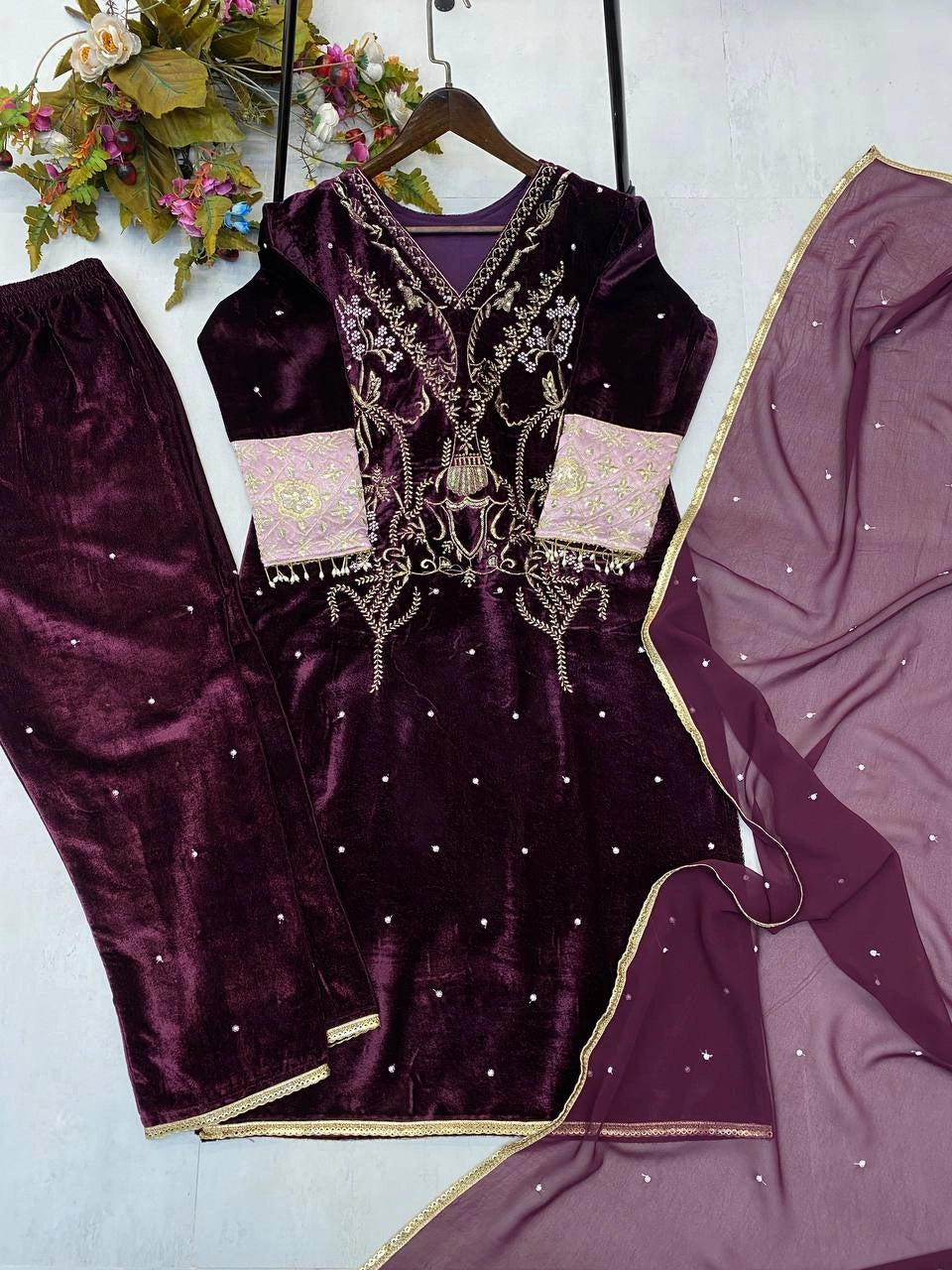 VELVET PARTY WEAR RAEADYMADE COLLECTION AT WHOLESALE PRICE SUARAT