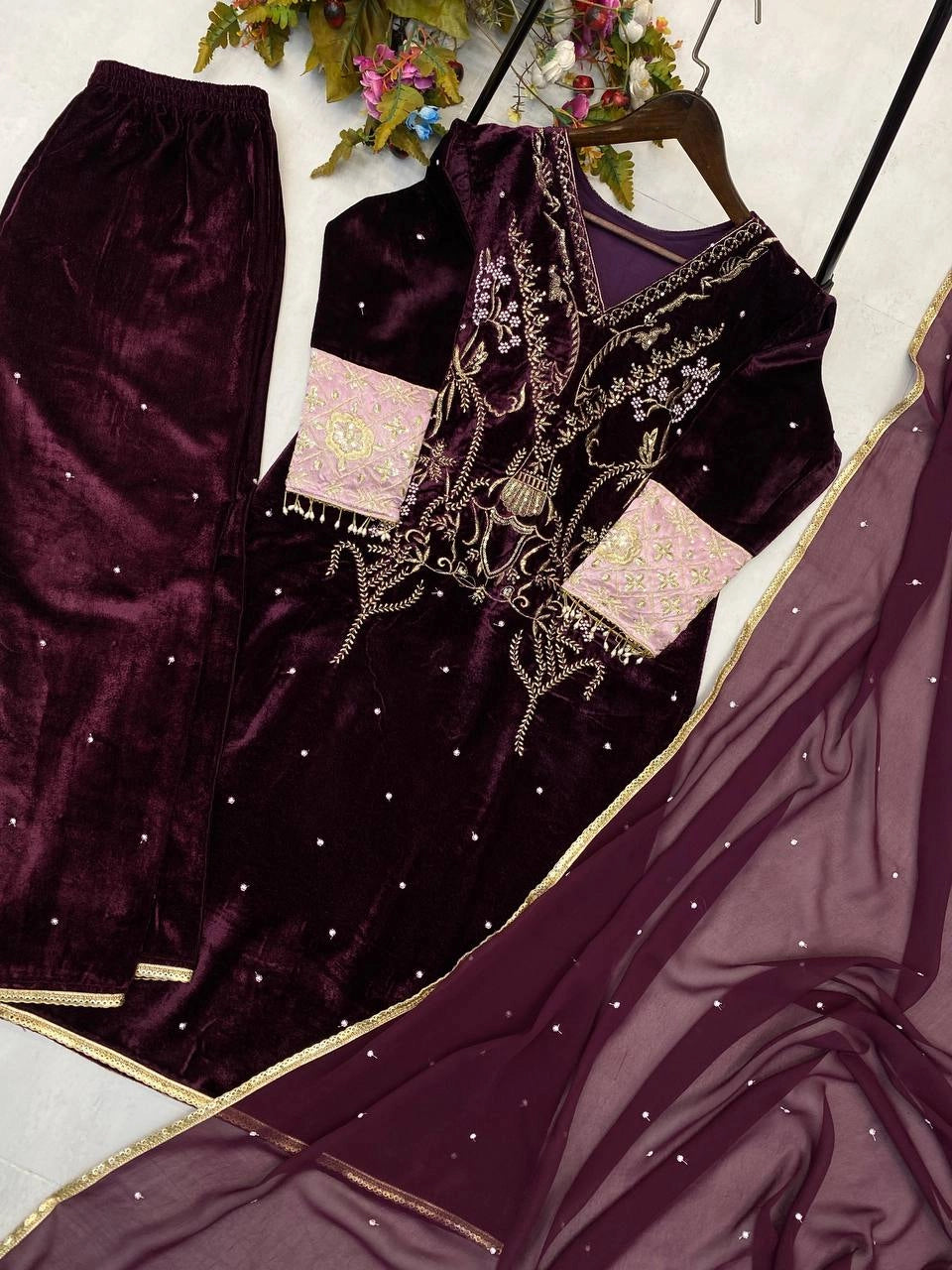 VELVET PARTY WEAR RAEADYMADE COLLECTION AT WHOLESALE PRICE SUARAT