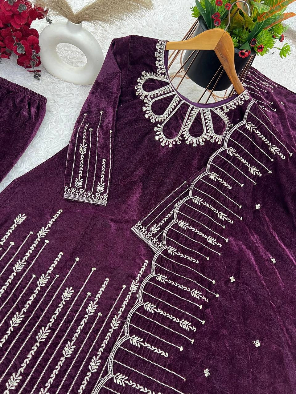 VELVET READYMADE PARTYWEAR WINTER COLLECTION SHALWAR SUIT WHOLESALE