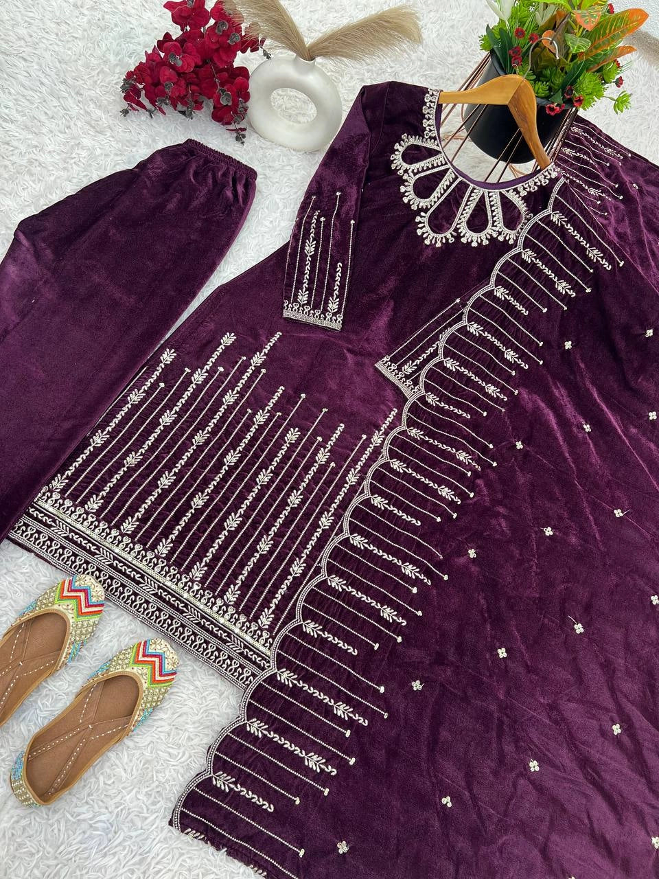VELVET READYMADE PARTYWEAR WINTER COLLECTION SHALWAR SUIT WHOLESALE