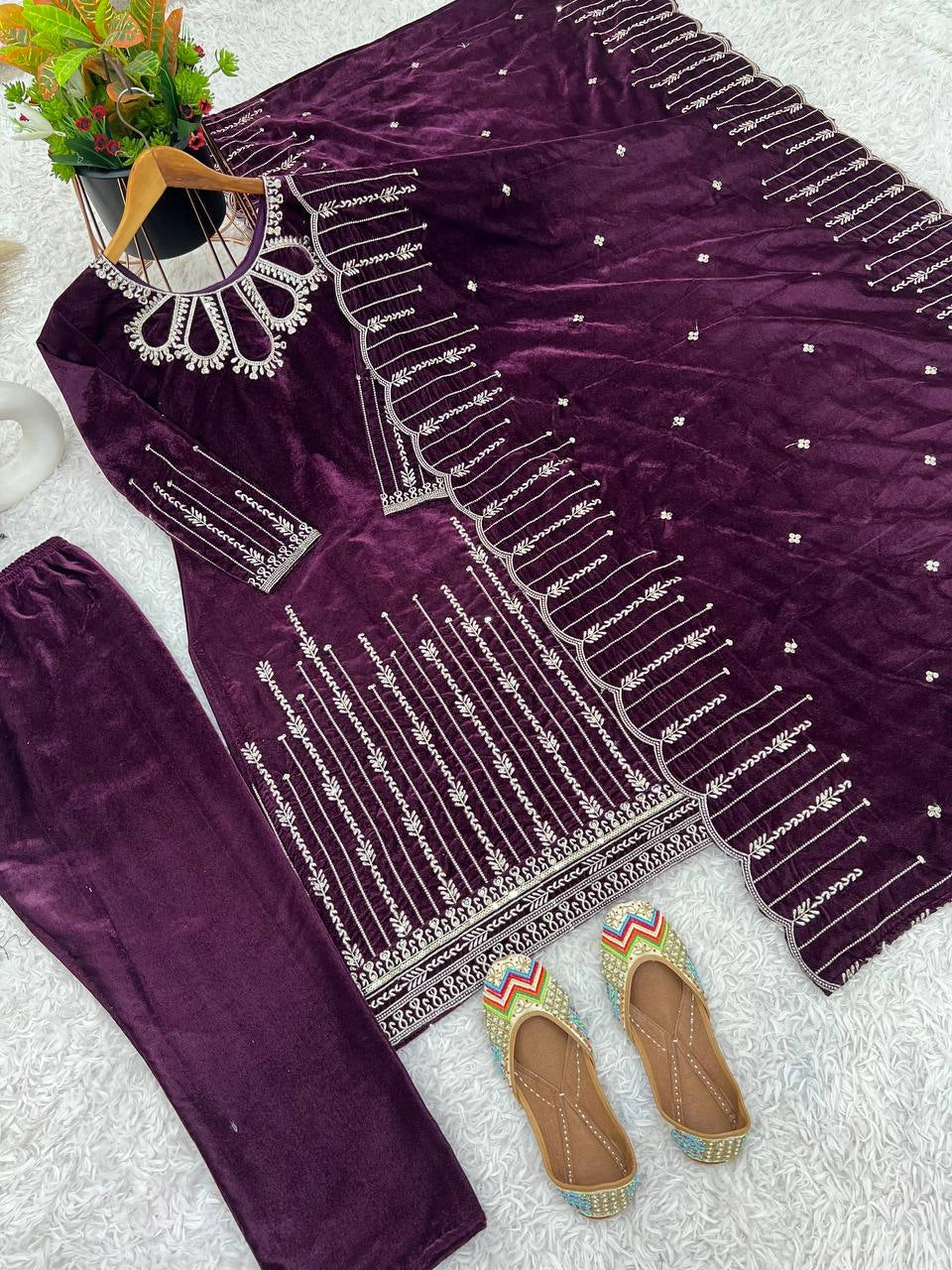 VELVET READYMADE PARTYWEAR WINTER COLLECTION SHALWAR SUIT WHOLESALE