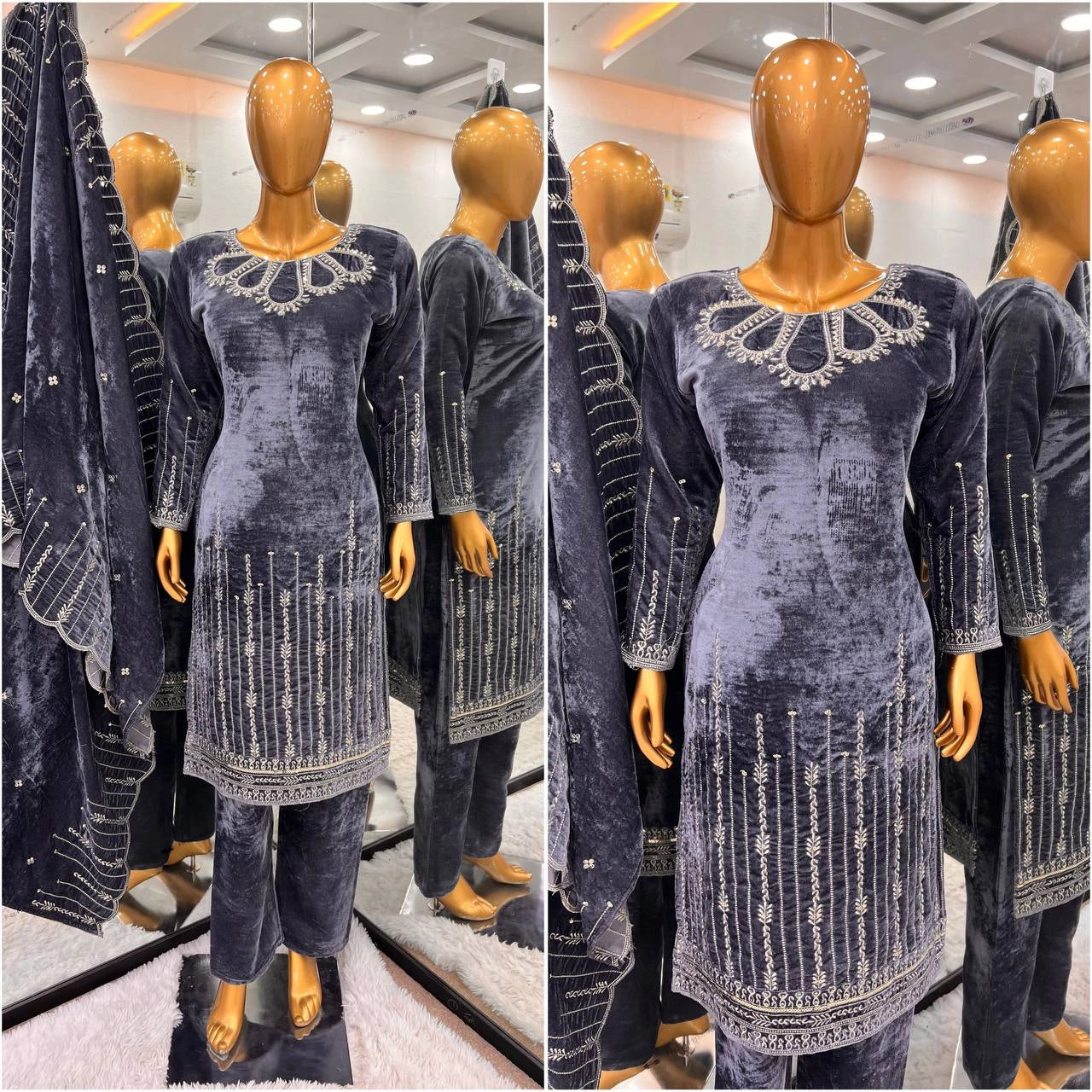 VELVET READYMADE PARTYWEAR WINTER COLLECTION SHALWAR SUIT WHOLESALE