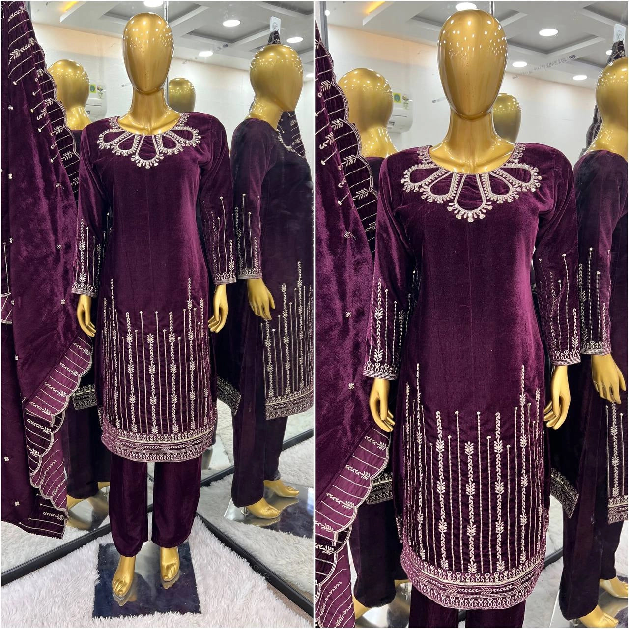 VELVET READYMADE PARTYWEAR WINTER COLLECTION SHALWAR SUIT WHOLESALE