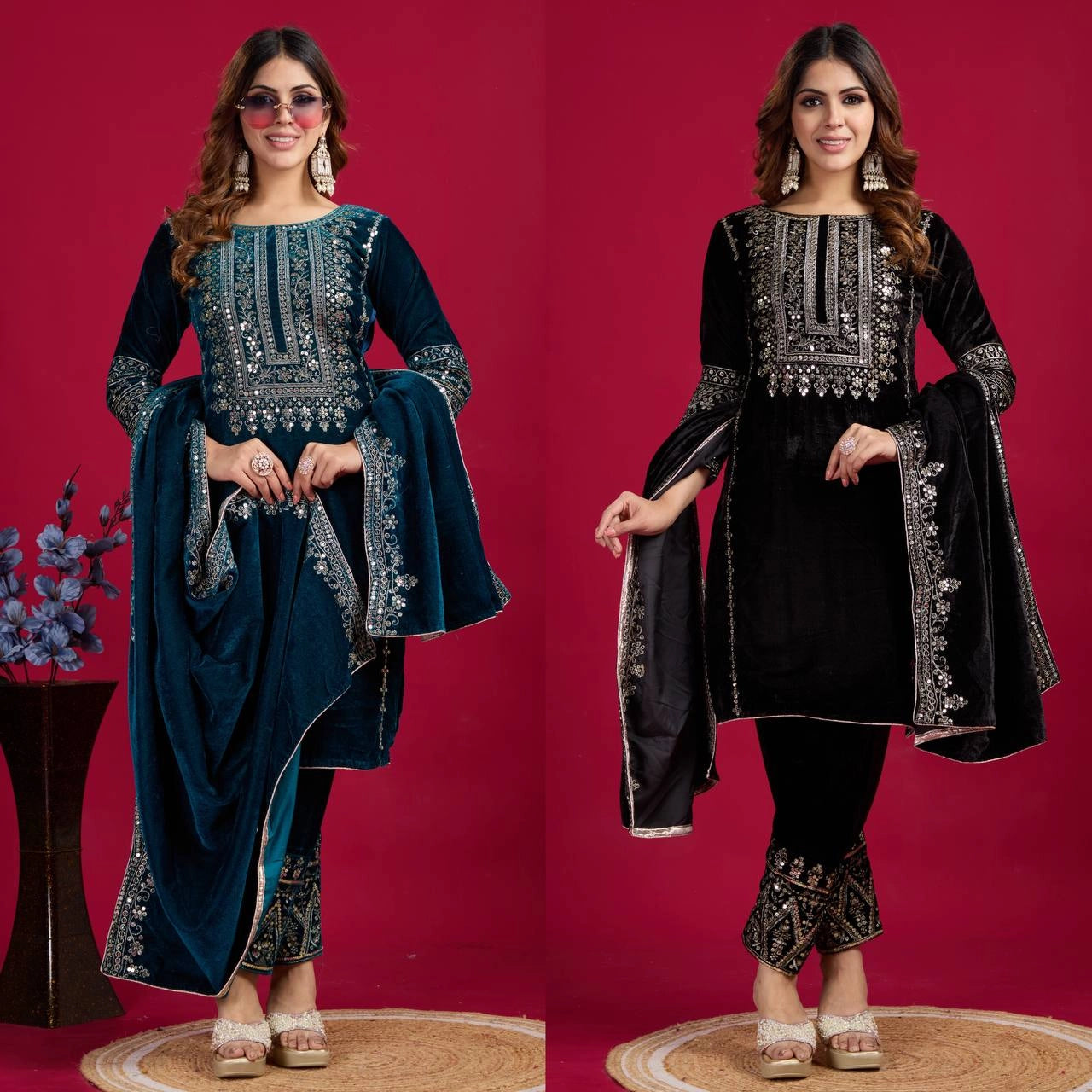 VELVET PARTY WEAR NEW COLLECTION WHOLESALE RATE AT GEELAN FASHION SURAT