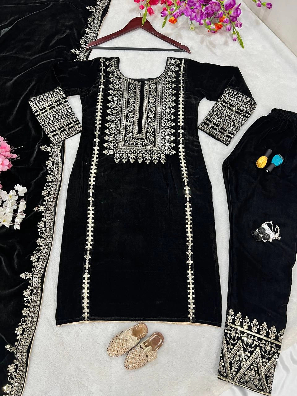 VELVET PARTY WEAR NEW COLLECTION WHOLESALE RATE AT GEELAN FASHION SURAT