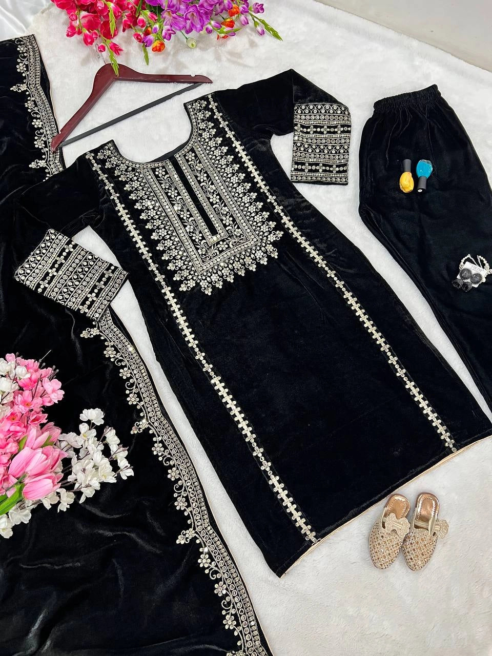 VELVET PARTY WEAR NEW COLLECTION WHOLESALE RATE AT GEELAN FASHION SURAT