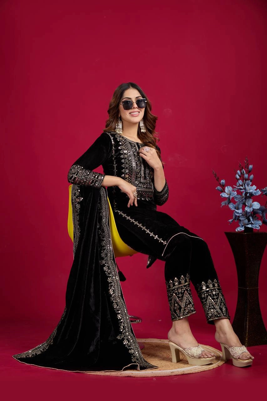 VELVET PARTY WEAR NEW COLLECTION WHOLESALE RATE AT GEELAN FASHION SURAT