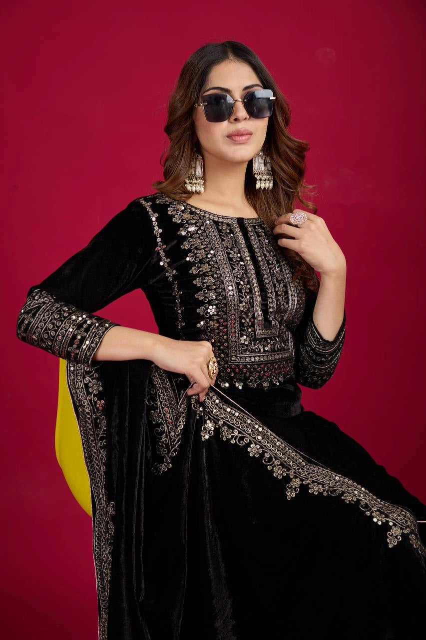 VELVET PARTY WEAR NEW COLLECTION WHOLESALE RATE AT GEELAN FASHION SURAT