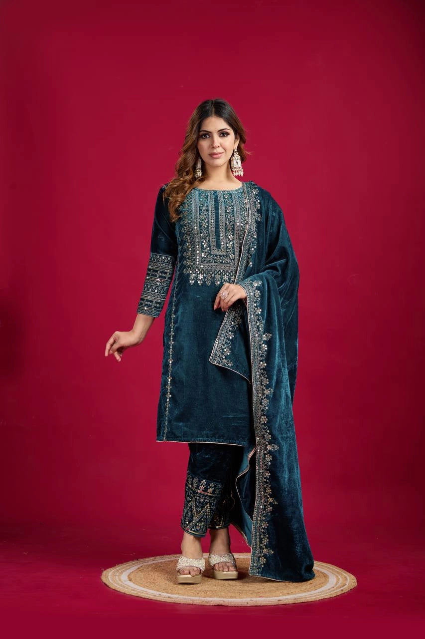 VELVET PARTY WEAR NEW COLLECTION WHOLESALE RATE AT GEELAN FASHION SURAT
