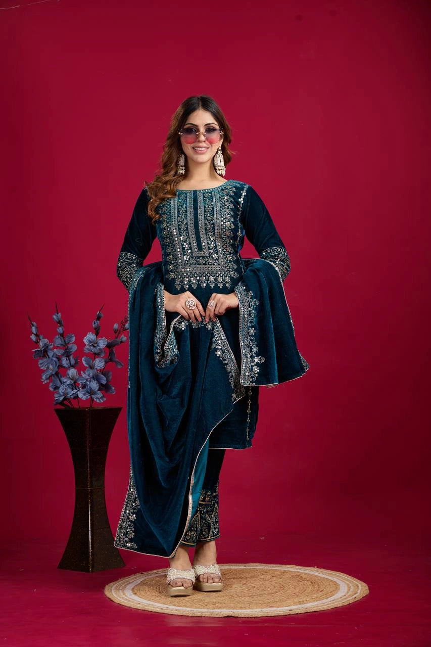 VELVET PARTY WEAR NEW COLLECTION WHOLESALE RATE AT GEELAN FASHION SURAT