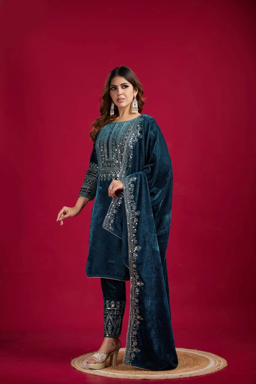 VELVET PARTY WEAR NEW COLLECTION WHOLESALE RATE AT GEELAN FASHION SURAT