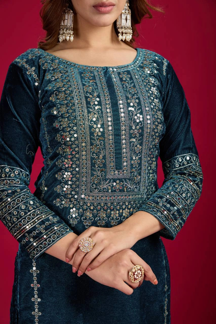 VELVET PARTY WEAR NEW COLLECTION WHOLESALE RATE AT GEELAN FASHION SURAT