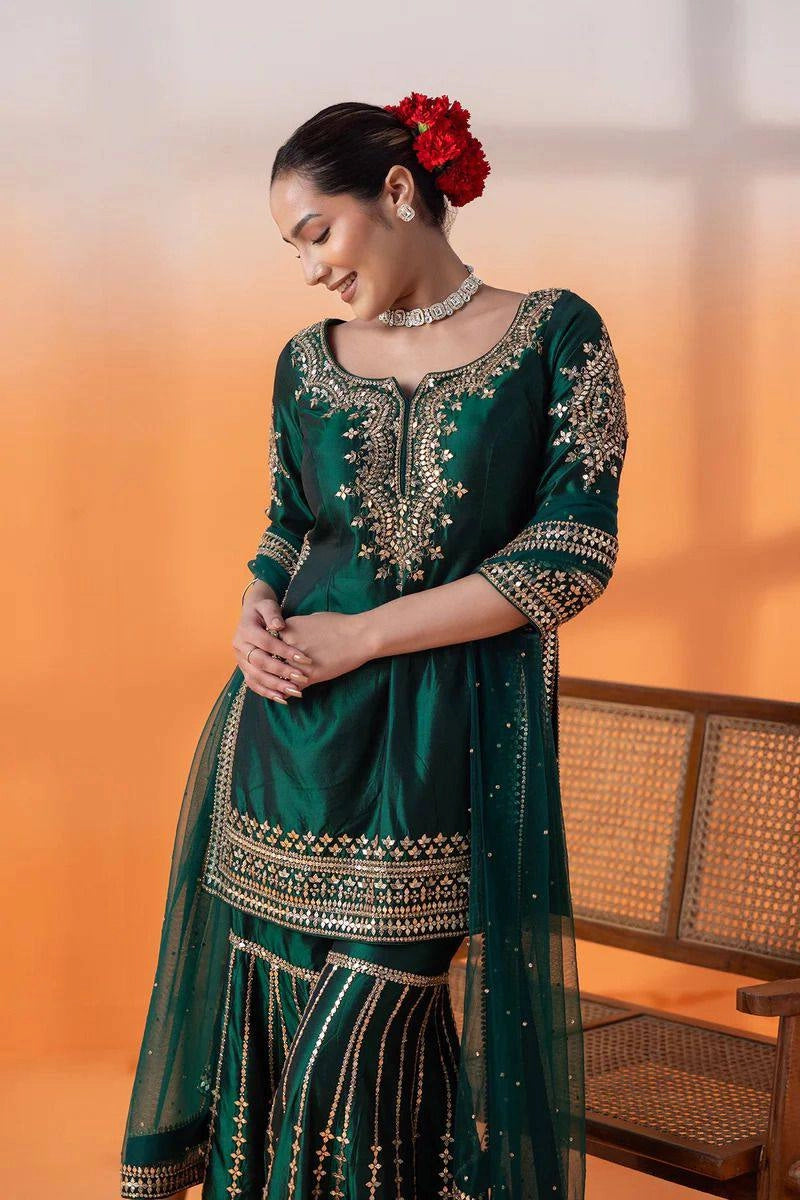 NEW PARTY WEAR CHINNON SILK SHALWAR SUIT WHOLESALE RATE AT GEELAN FASHION SURAT