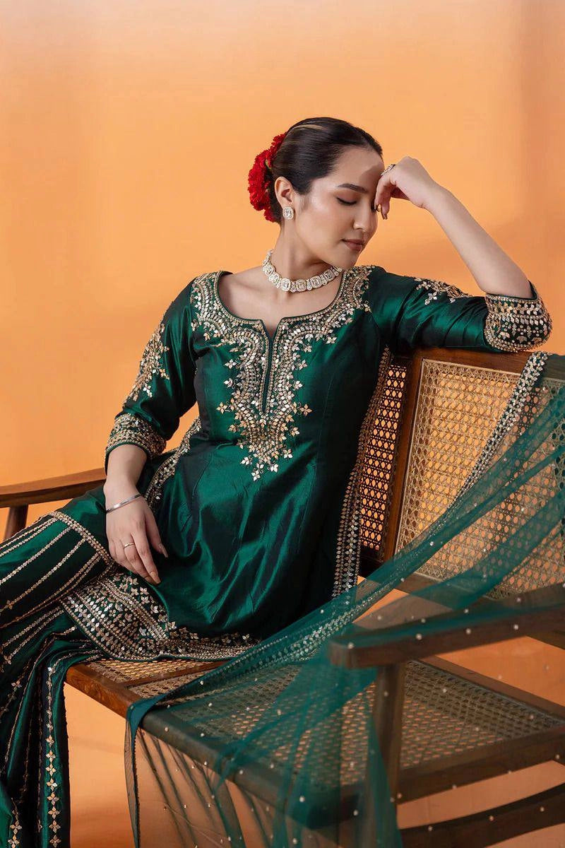 NEW PARTY WEAR CHINNON SILK SHALWAR SUIT WHOLESALE RATE AT GEELAN FASHION SURAT