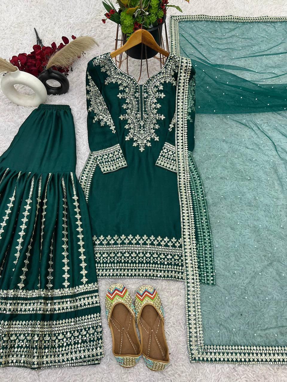 NEW PARTY WEAR CHINNON SILK SHALWAR SUIT WHOLESALE RATE AT GEELAN FASHION SURAT