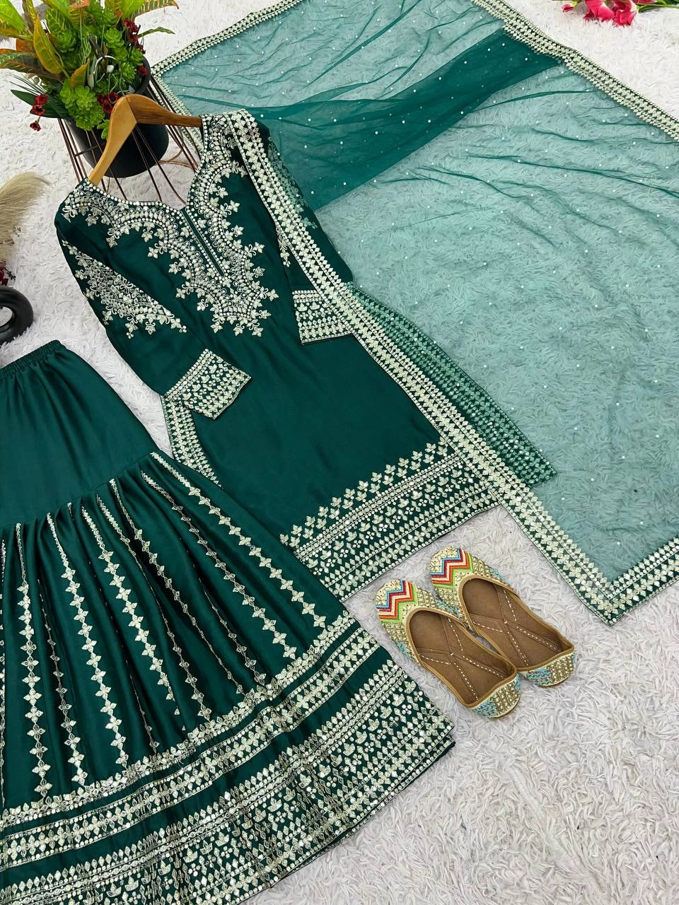NEW PARTY WEAR CHINNON SILK SHALWAR SUIT WHOLESALE RATE AT GEELAN FASHION SURAT