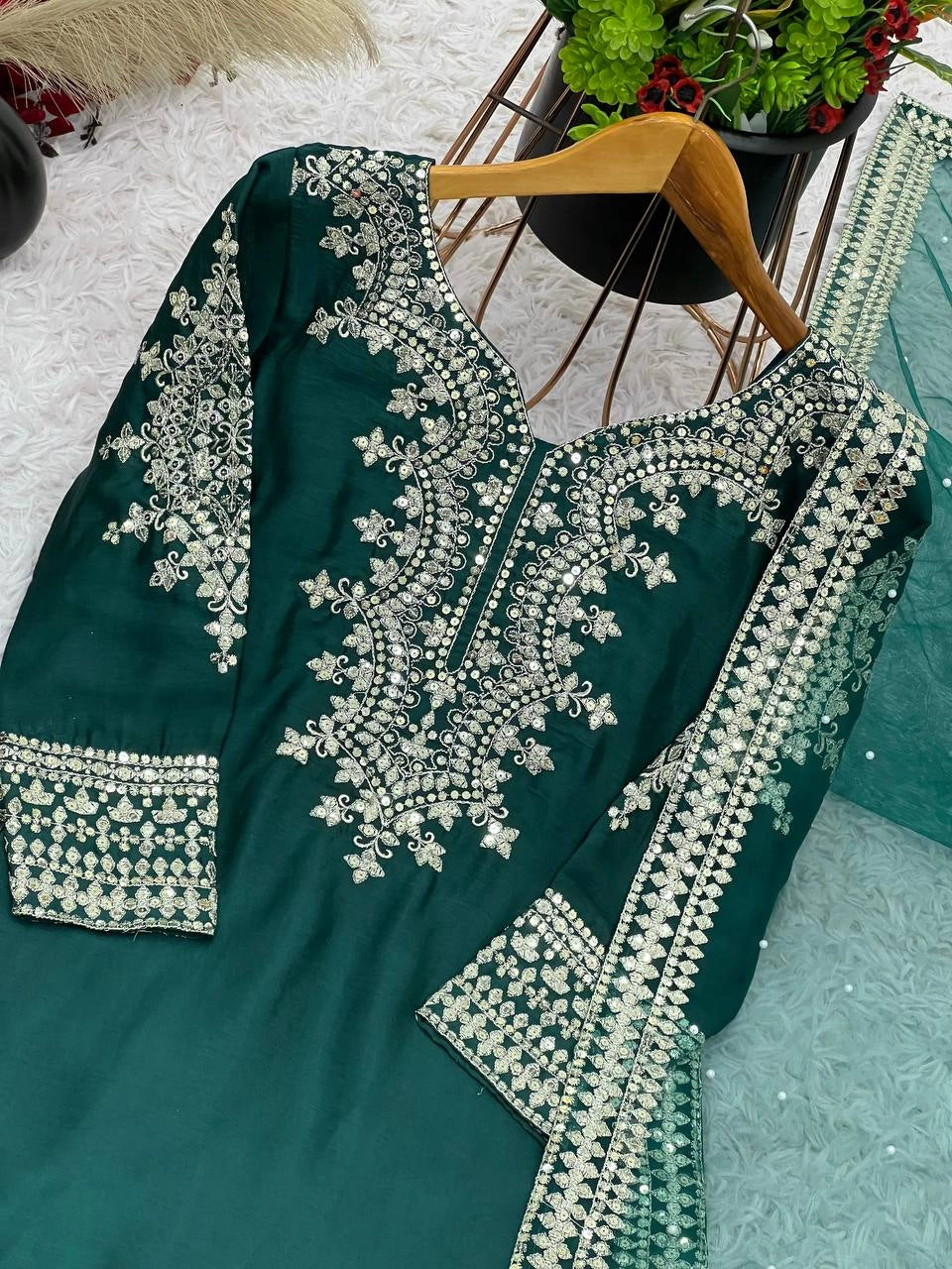 NEW PARTY WEAR CHINNON SILK SHALWAR SUIT WHOLESALE RATE AT GEELAN FASHION SURAT