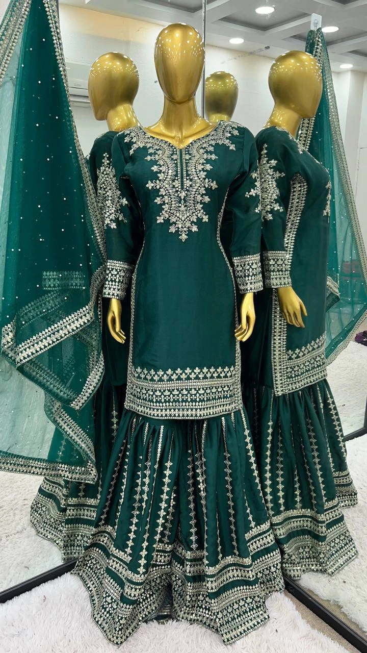 NEW PARTY WEAR CHINNON SILK SHALWAR SUIT WHOLESALE RATE AT GEELAN FASHION SURAT