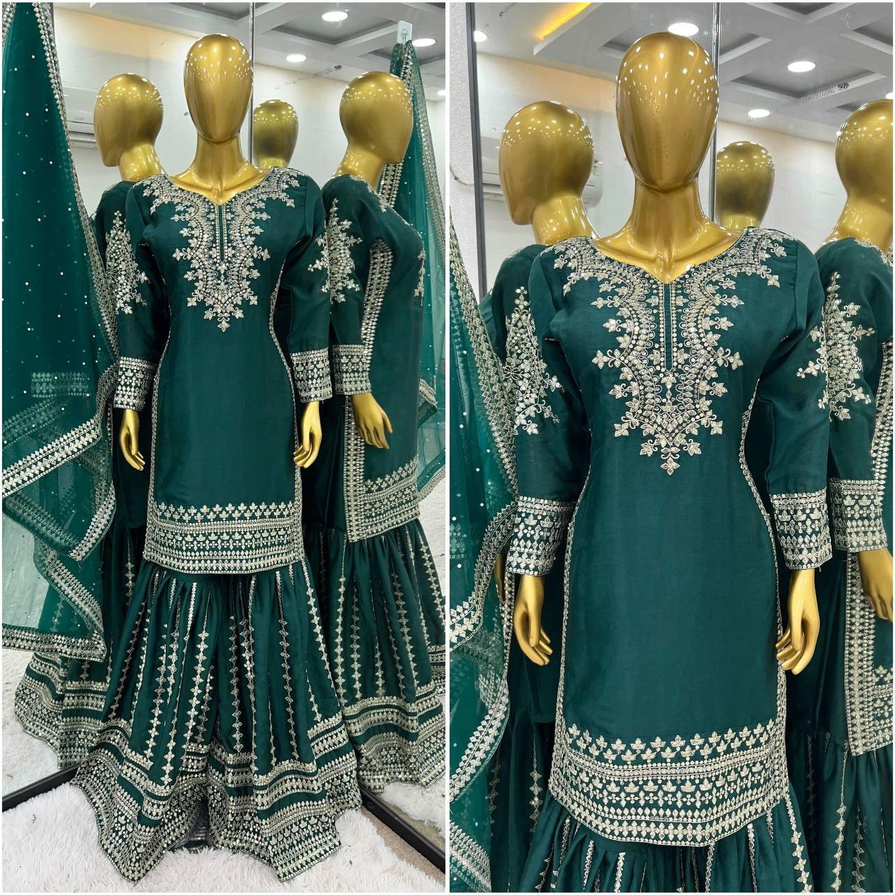 NEW PARTY WEAR CHINNON SILK SHALWAR SUIT WHOLESALE RATE AT GEELAN FASHION SURAT