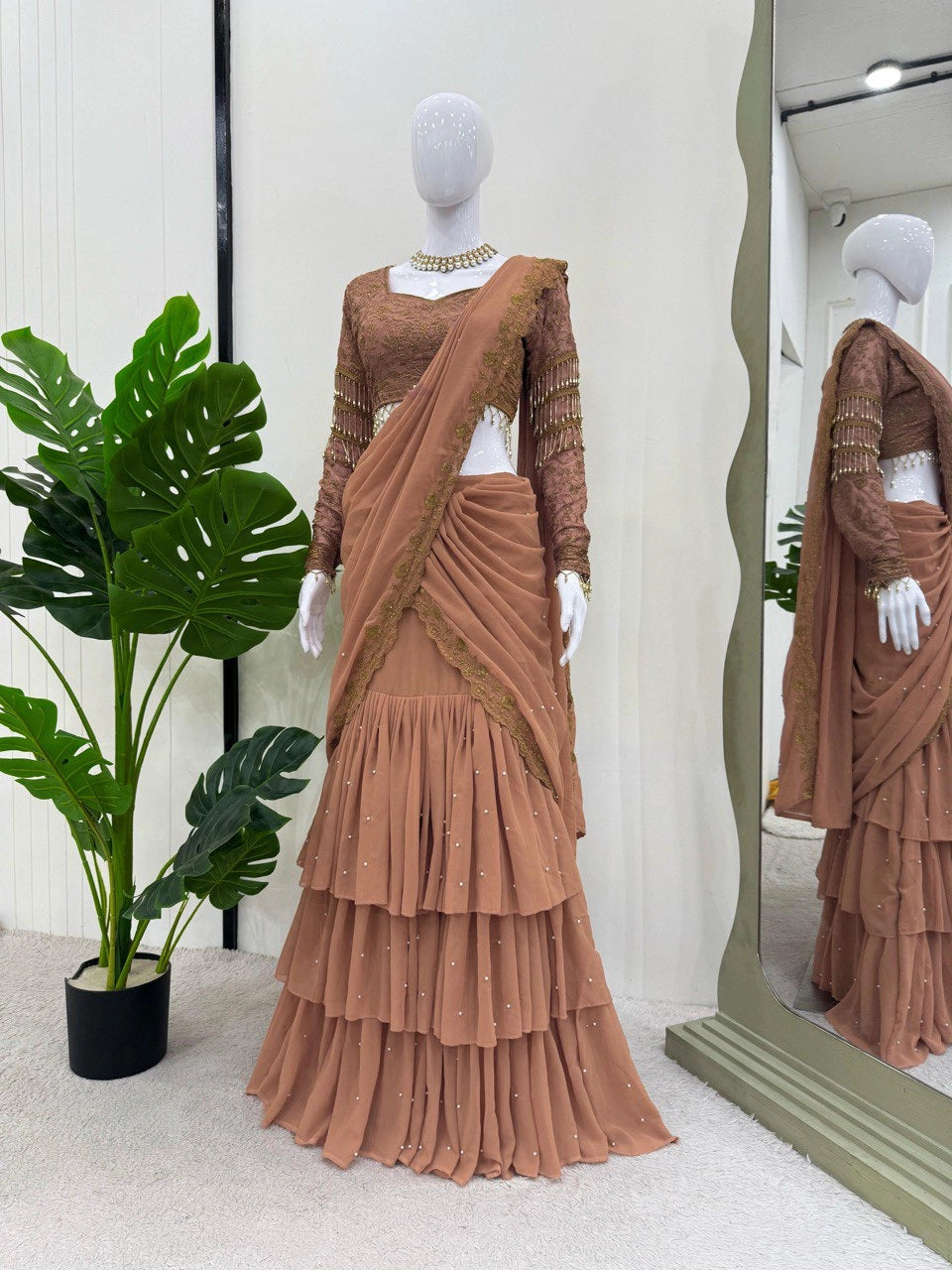 LEHENGA STYLE SAREE WEDDING LEHENGA SAREE GEORGETTE LEHENGA SAREE