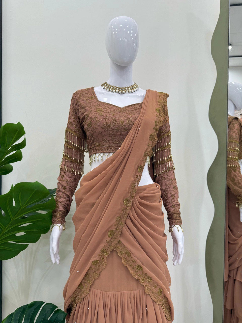 LEHENGA STYLE SAREE WEDDING LEHENGA SAREE GEORGETTE LEHENGA SAREE