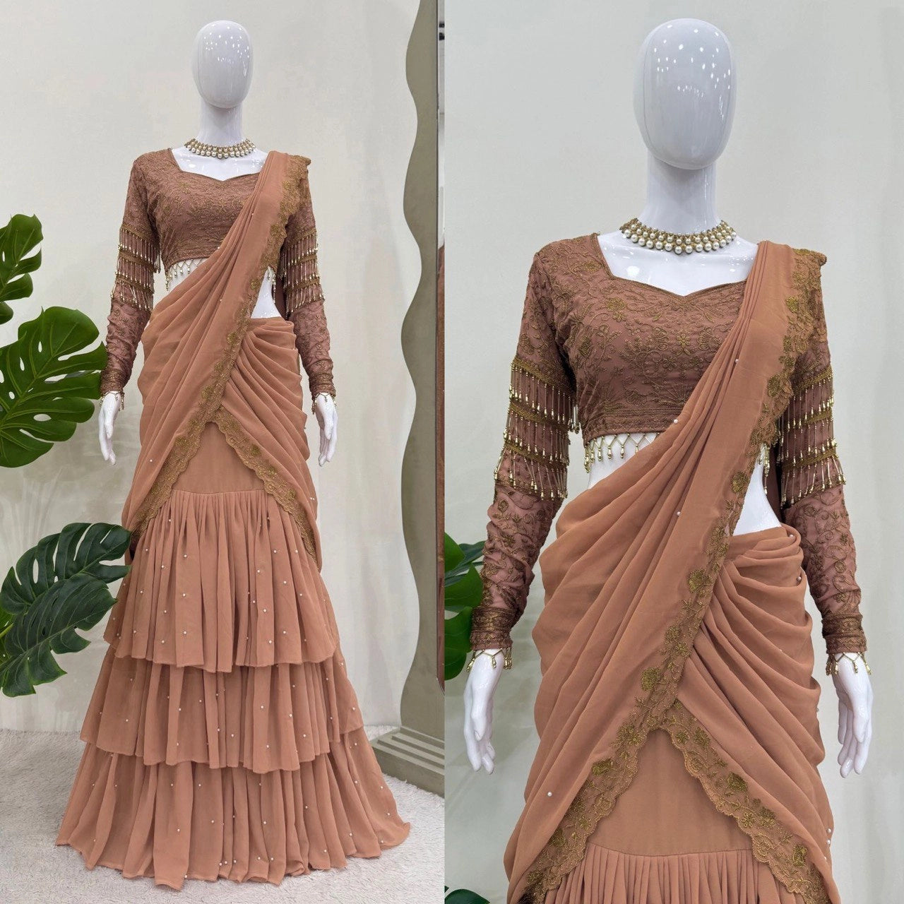 LEHENGA STYLE SAREE WEDDING LEHENGA SAREE GEORGETTE LEHENGA SAREE