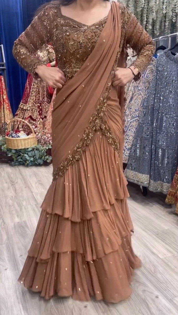 LEHENGA STYLE SAREE WEDDING LEHENGA SAREE GEORGETTE LEHENGA SAREE