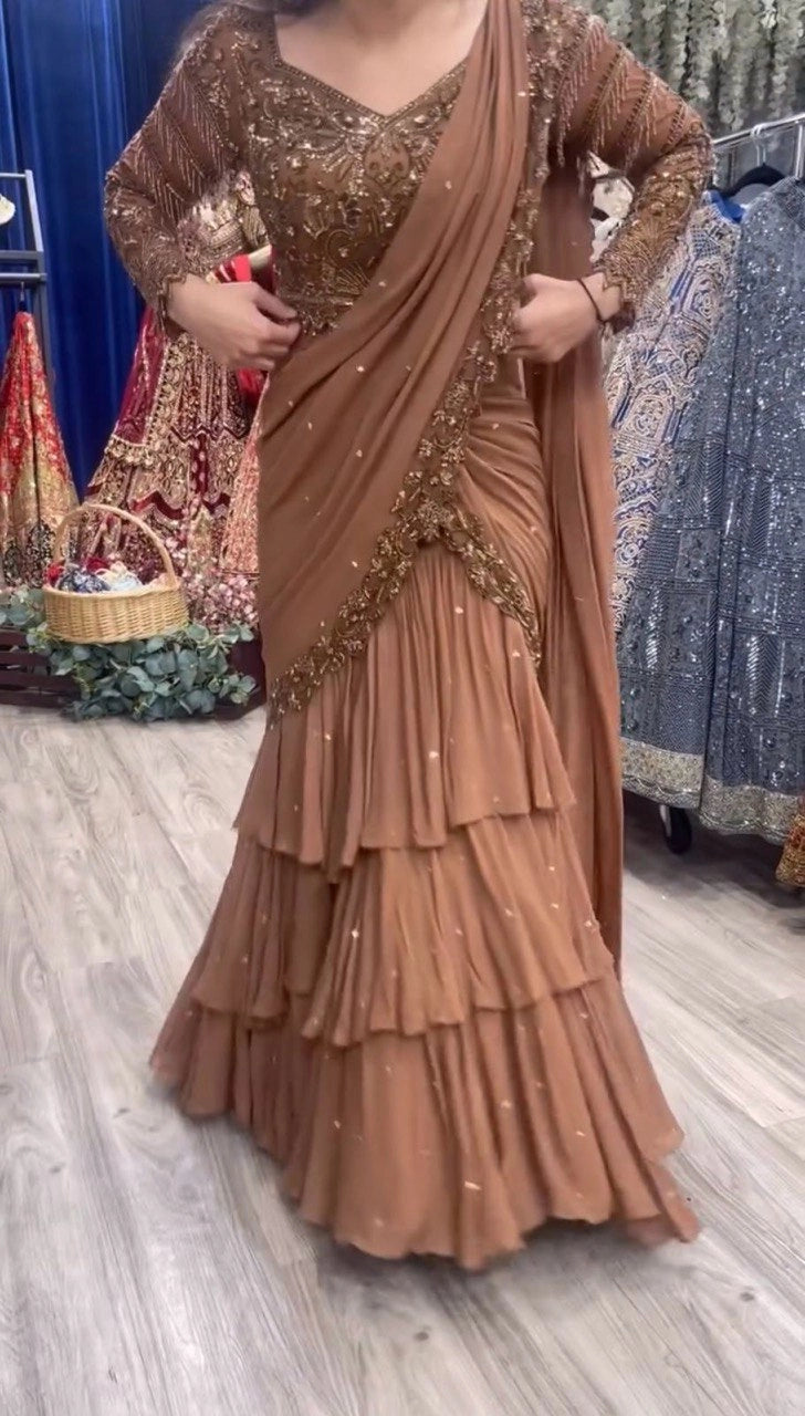 LEHENGA STYLE SAREE WEDDING LEHENGA SAREE GEORGETTE LEHENGA SAREE
