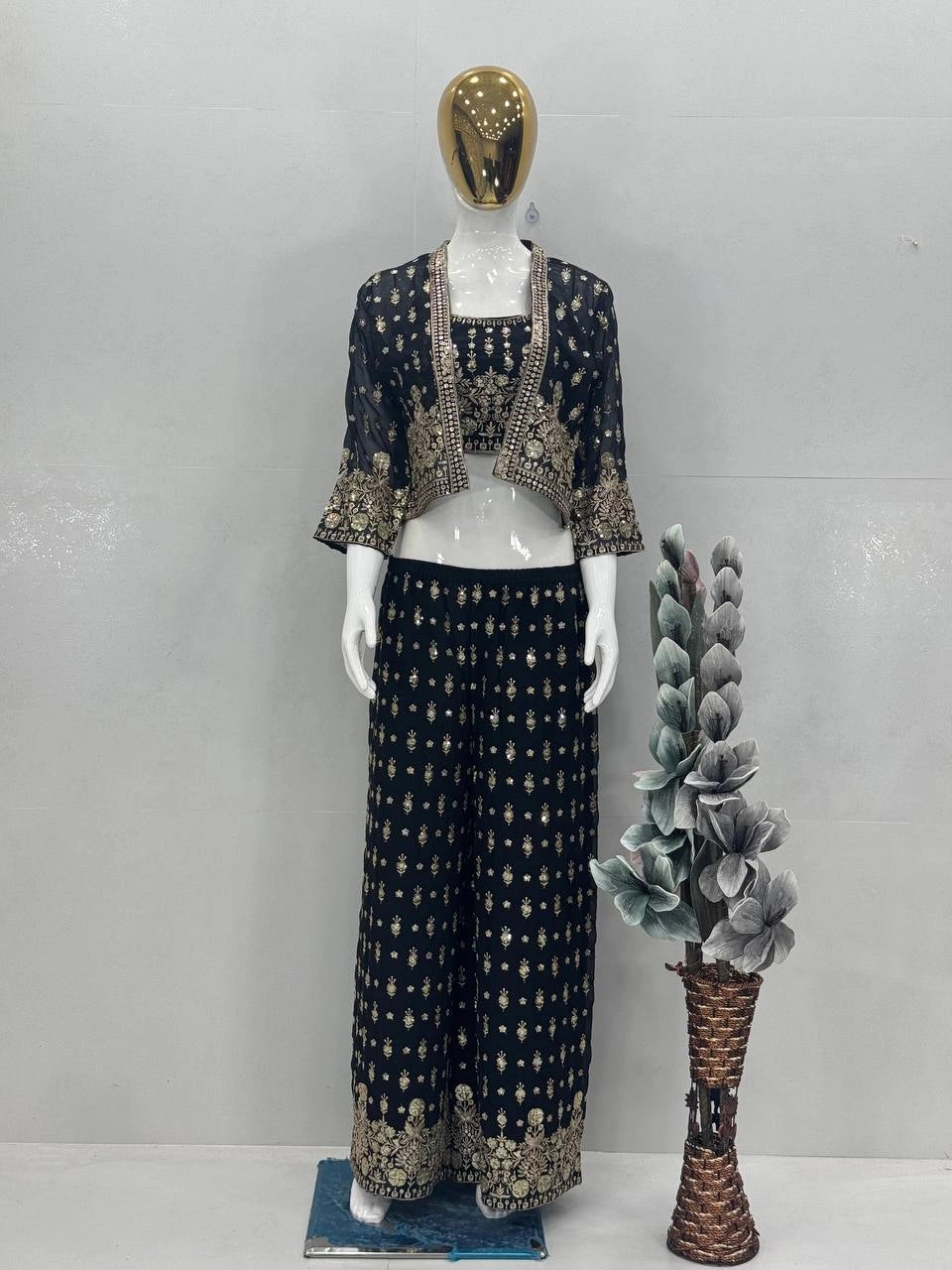 NEW PARTY WEAR KOTI BLOUSE SUIT SET WHOLESALE RATE AT GEELAN FASHION SURAT