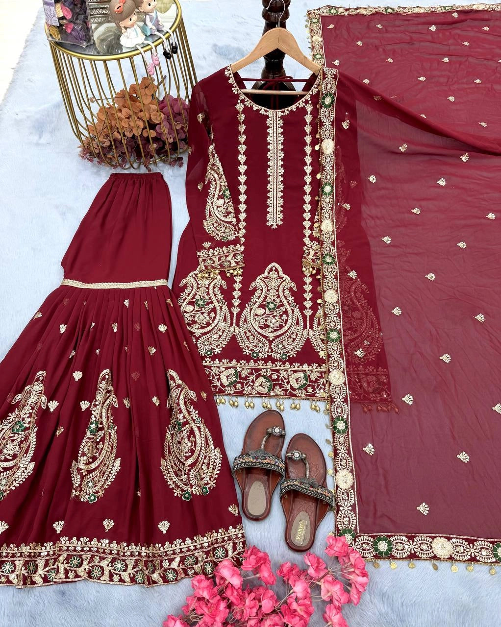 PARTY WEAR SHALWAR SUITS GHARARA SUITS WHOLESALE RATE AT GEELAN FASHION SURAT