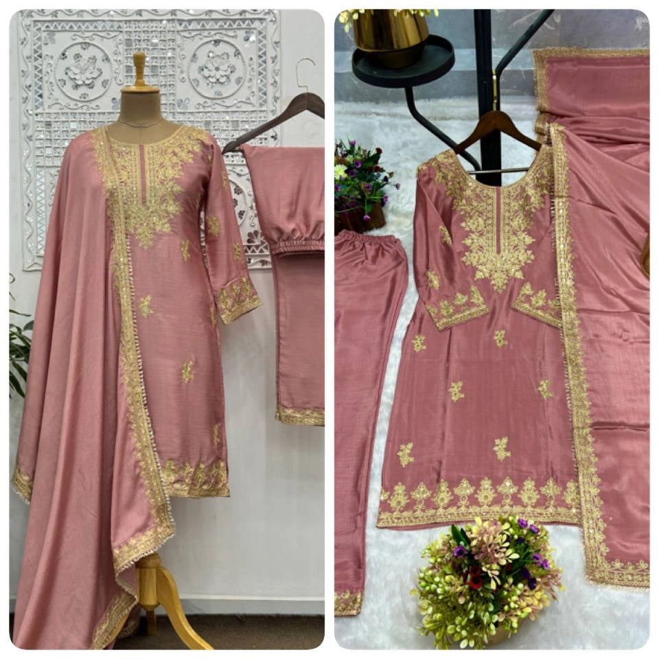 READY TO WEAR COLLECTION WITH EMBROIDERY WORK CHINON SILK COLLECTION