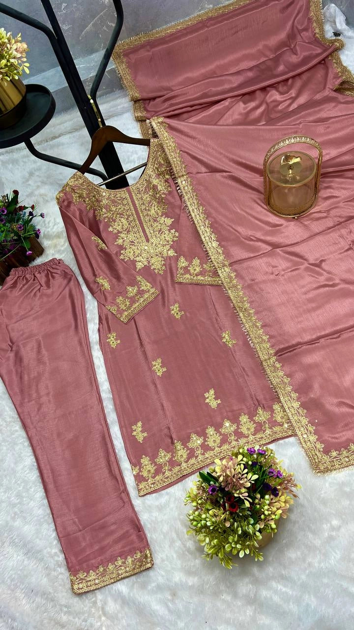 READY TO WEAR COLLECTION WITH EMBROIDERY WORK CHINON SILK COLLECTION
