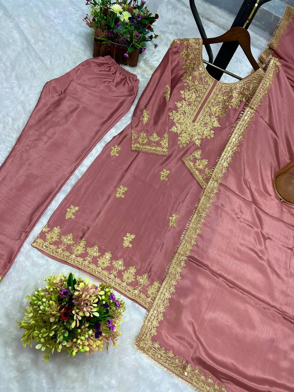 READY TO WEAR COLLECTION WITH EMBROIDERY WORK CHINON SILK COLLECTION