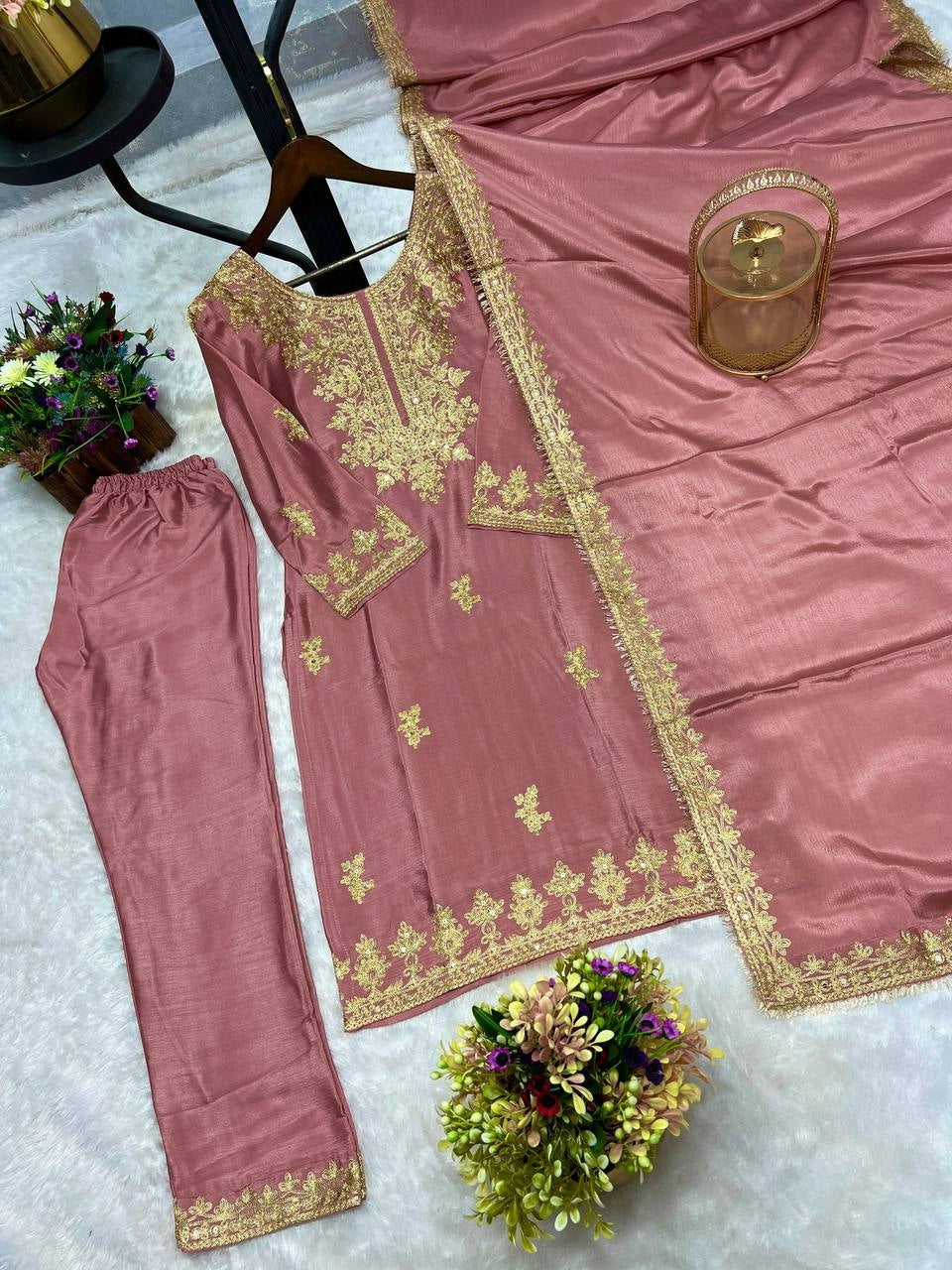 READY TO WEAR COLLECTION WITH EMBROIDERY WORK CHINON SILK COLLECTION