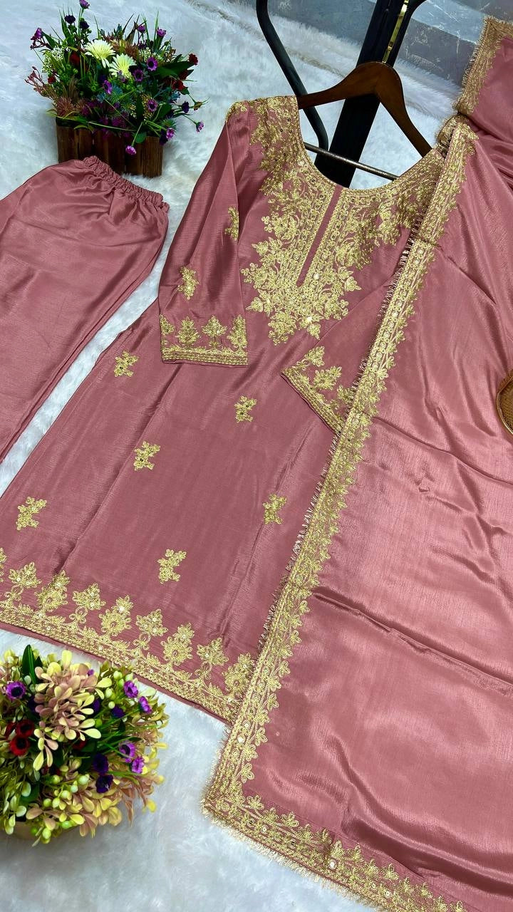 READY TO WEAR COLLECTION WITH EMBROIDERY WORK CHINON SILK COLLECTION