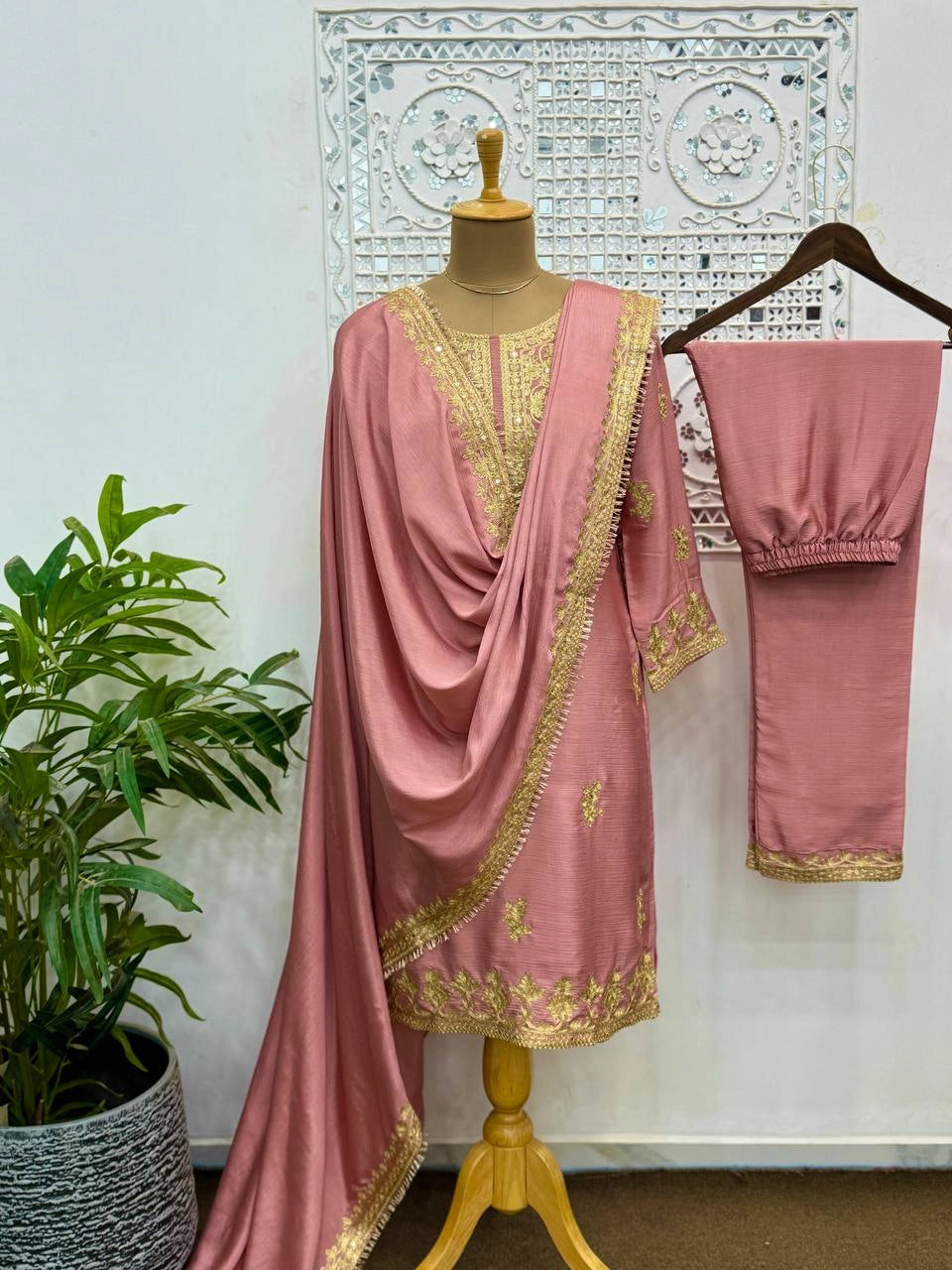 READY TO WEAR COLLECTION WITH EMBROIDERY WORK CHINON SILK COLLECTION