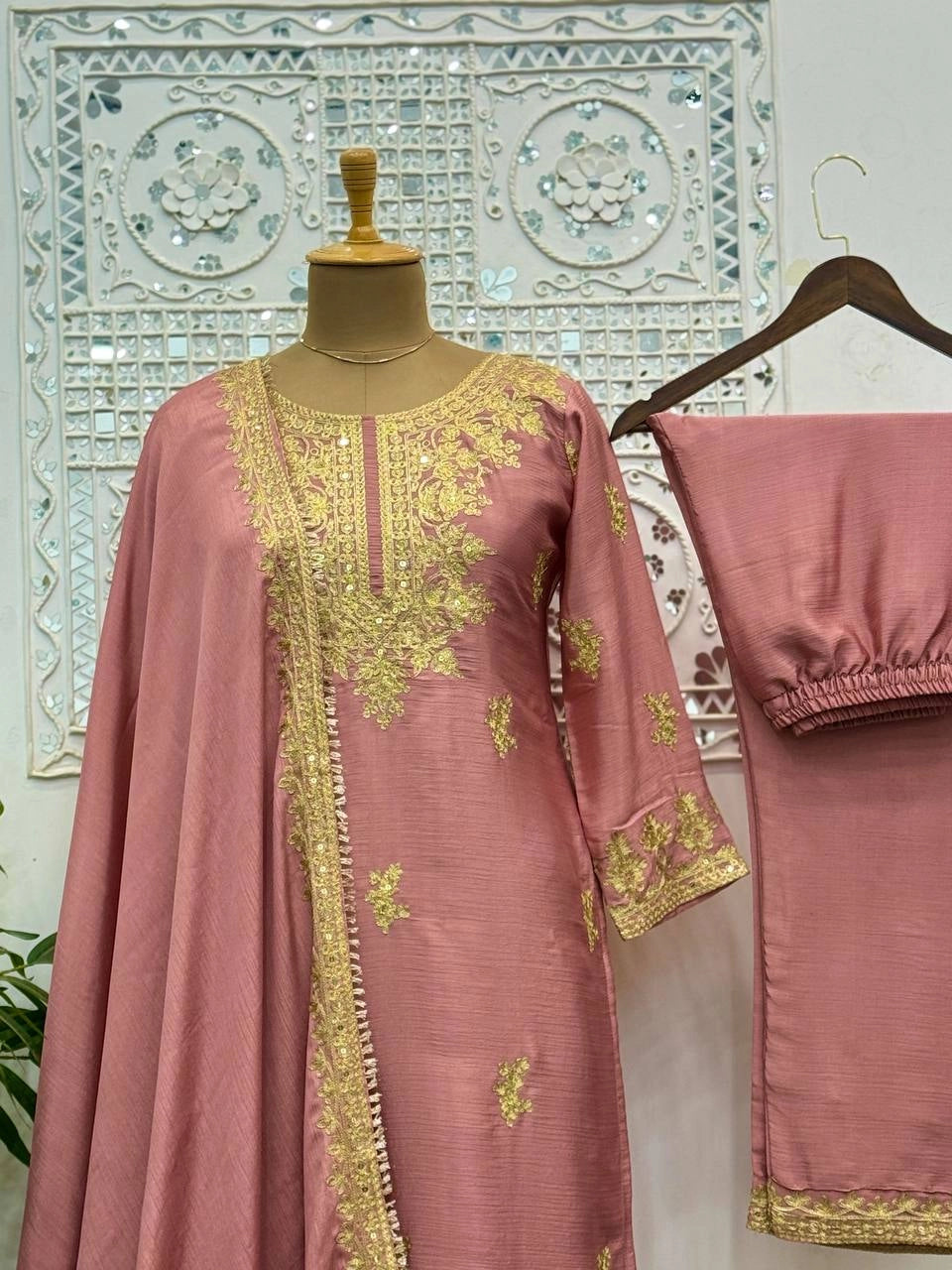 READY TO WEAR COLLECTION WITH EMBROIDERY WORK CHINON SILK COLLECTION