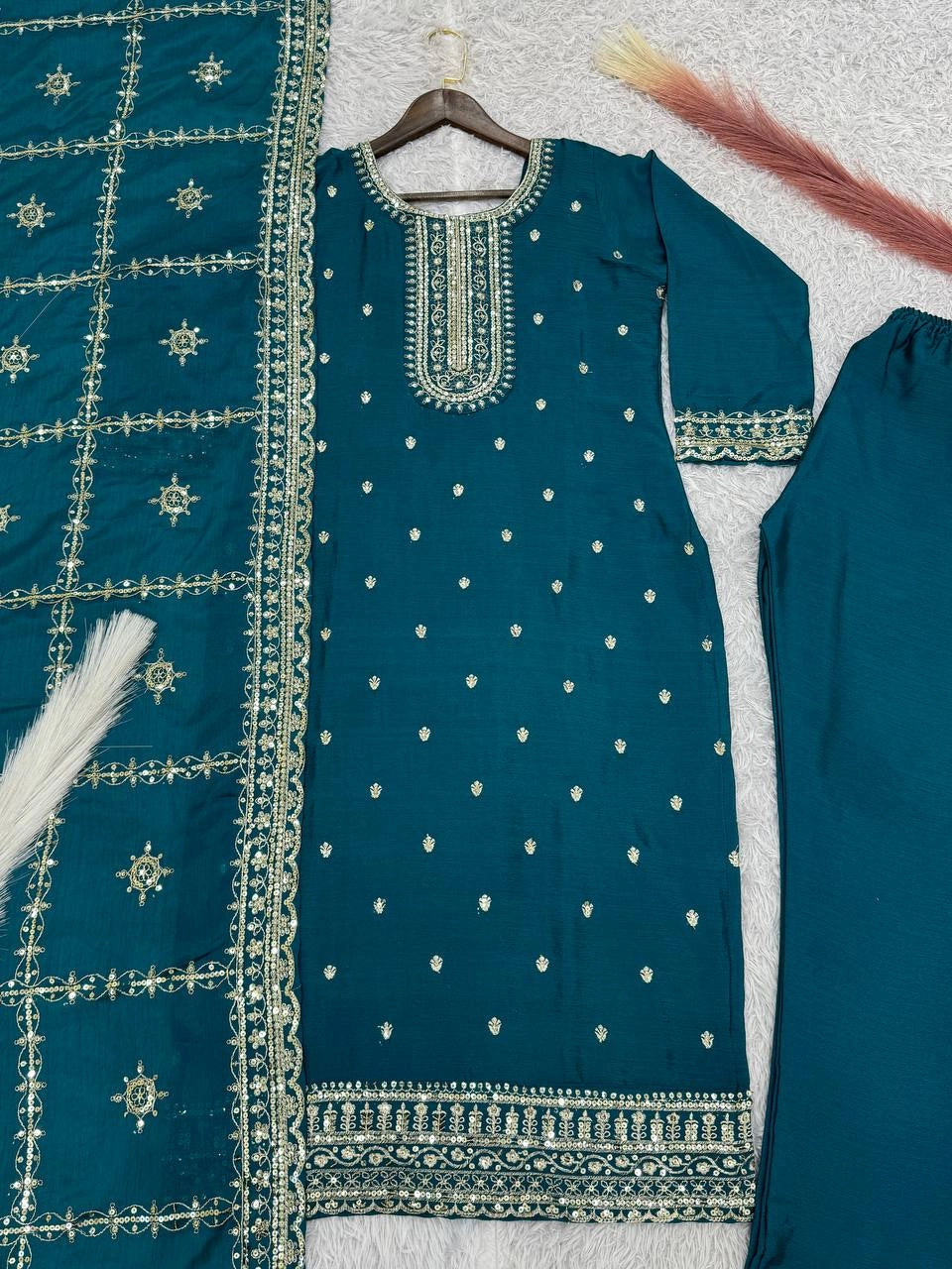 READY TO WEAR COLLECTION STRAIGHT SHALWAR SUITS