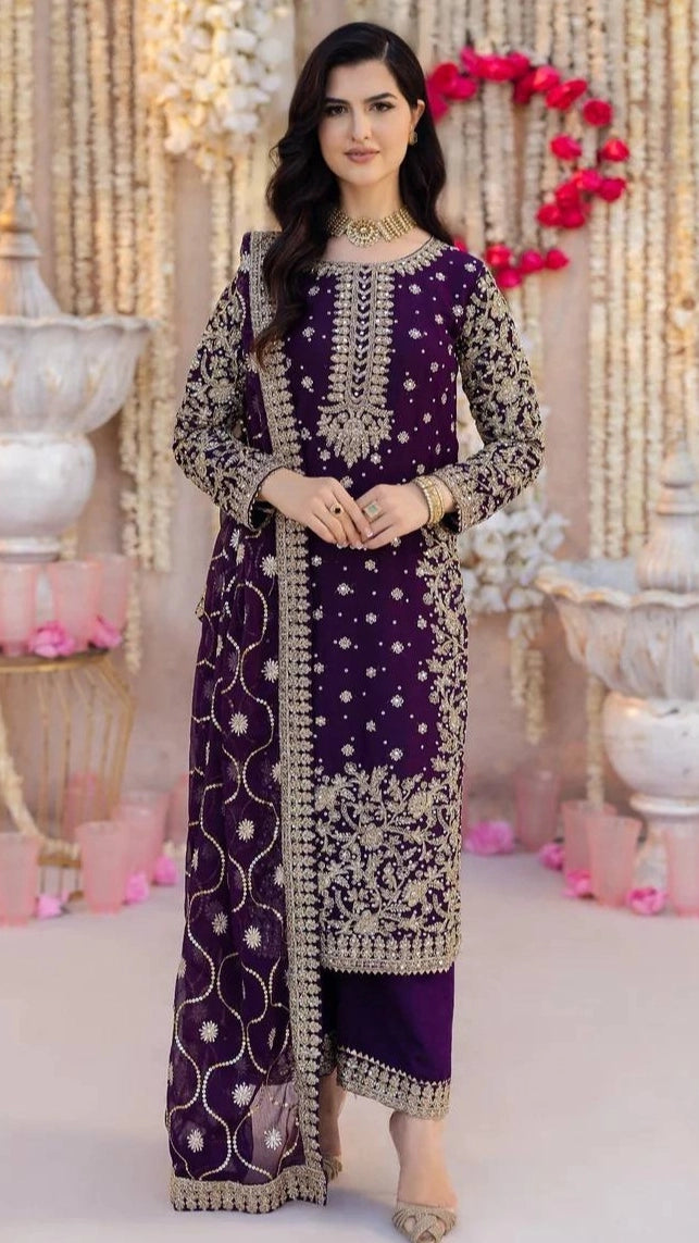 DESIGNER EMBROIDERED GEORGETTE PAKISTANI DRESS β WEDDING β PARTY WEAR OUTFIT