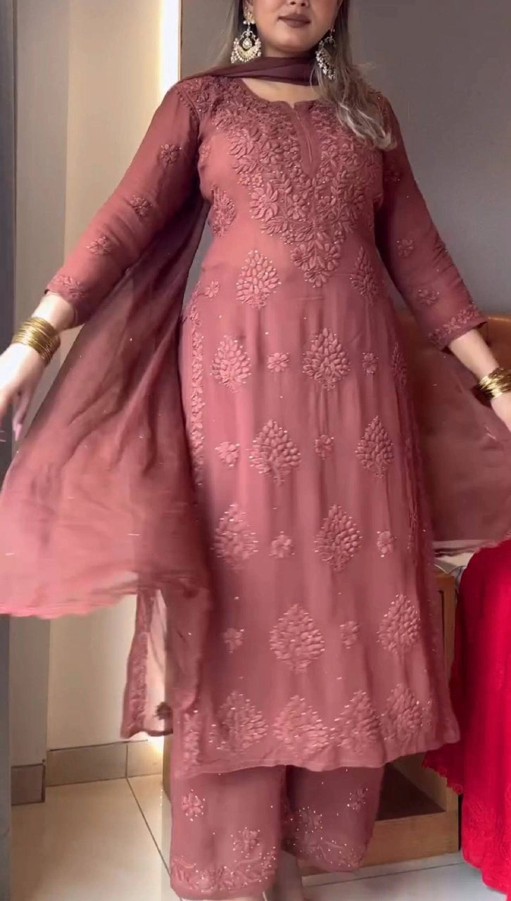 ELEGANT BROWN EMBROIDERED SUIT WITH DUPATTA | CASUAL & PARTY WEAR PAKISTANI DRESS FOR WOMEN