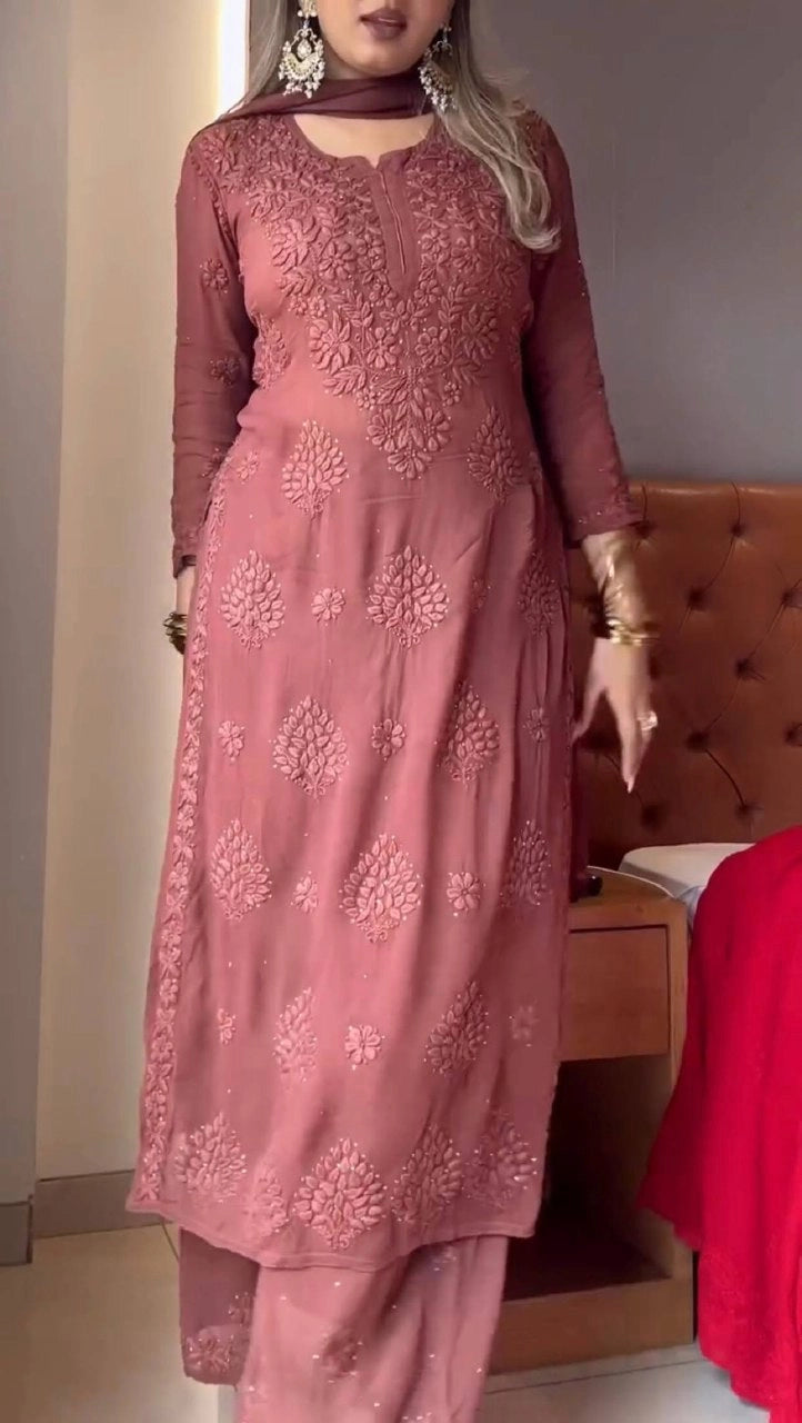 ELEGANT BROWN EMBROIDERED SUIT WITH DUPATTA | CASUAL & PARTY WEAR PAKISTANI DRESS FOR WOMEN