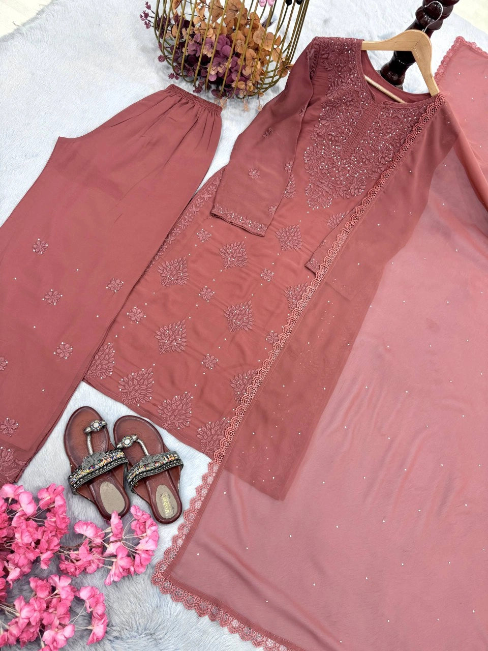 ELEGANT BROWN EMBROIDERED SUIT WITH DUPATTA | CASUAL & PARTY WEAR PAKISTANI DRESS FOR WOMEN