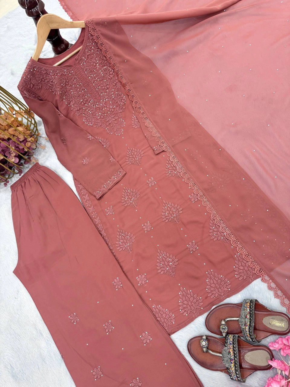 ELEGANT BROWN EMBROIDERED SUIT WITH DUPATTA | CASUAL & PARTY WEAR PAKISTANI DRESS FOR WOMEN