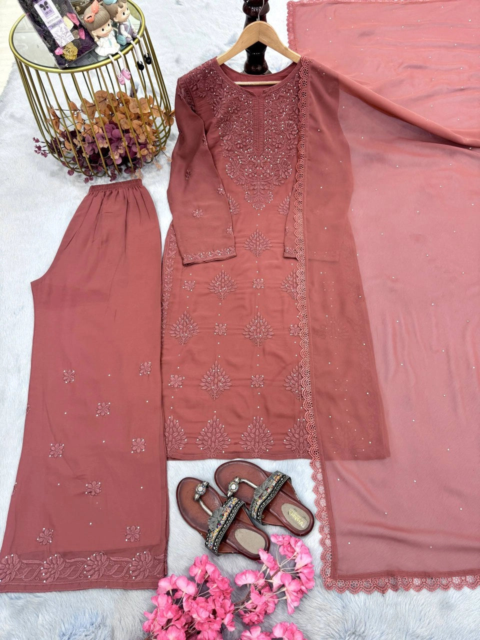 ELEGANT BROWN EMBROIDERED SUIT WITH DUPATTA | CASUAL & PARTY WEAR PAKISTANI DRESS FOR WOMEN