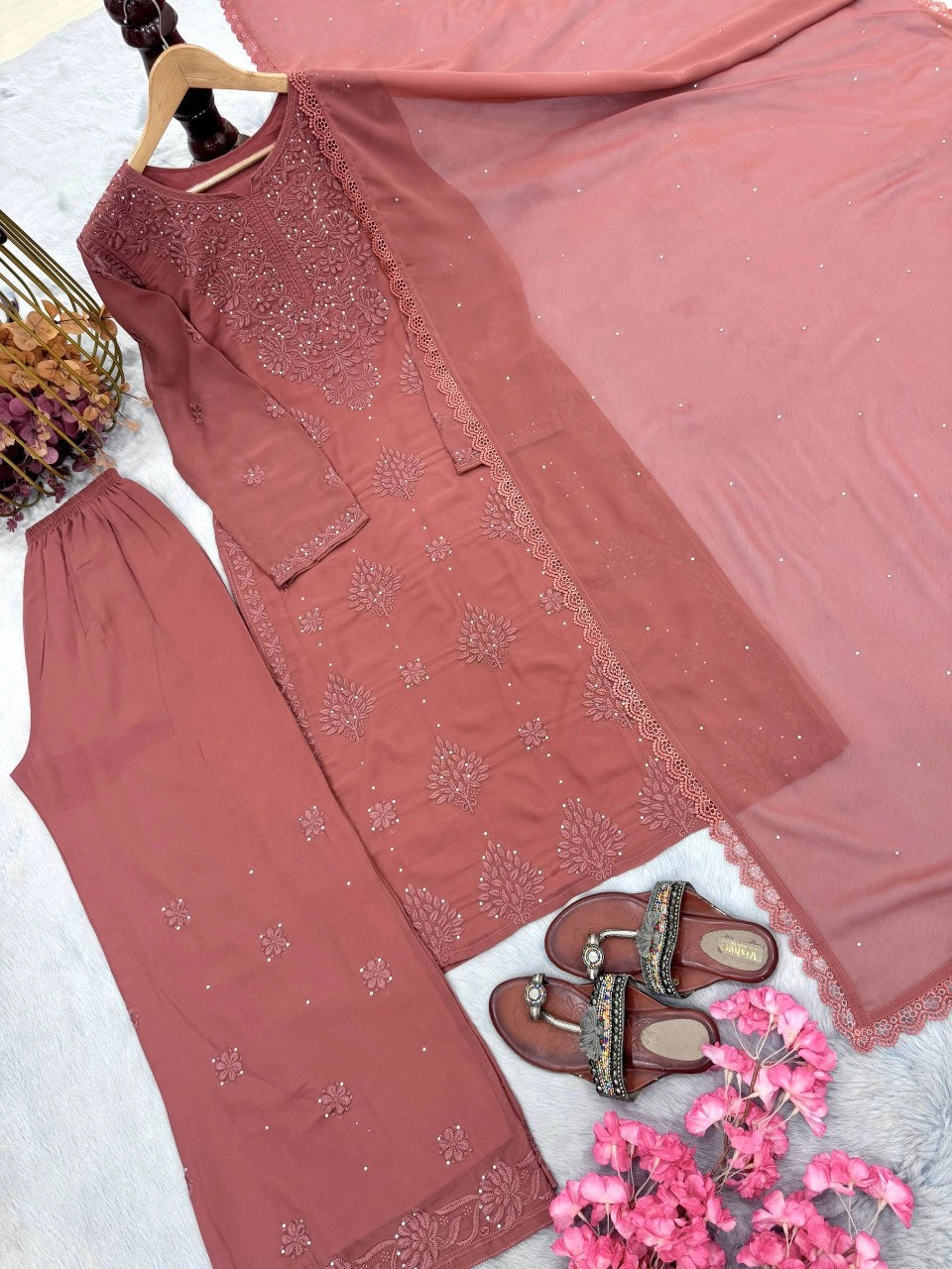 ELEGANT BROWN EMBROIDERED SUIT WITH DUPATTA | CASUAL & PARTY WEAR PAKISTANI DRESS FOR WOMEN