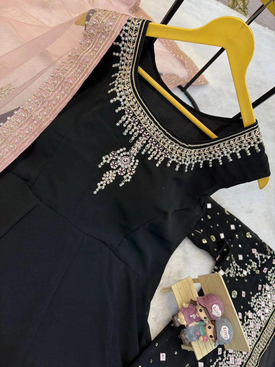 NEW SUPERHIT TRENDING FESTIVE COLLECTION GOWN, KOTI AND DUPATTA SET WITH EMBROIDERY WORK AND CRYSTAL STONE WORK